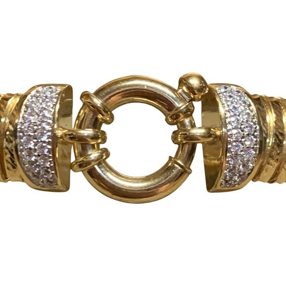Bellezza Gold Vermeil & Crystal Tubogas Diamond Cut Bracelet Made in Italy Itaor - Picture 8 of 8